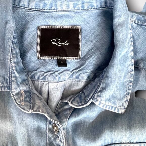 Rails | EUC Women's Jackson Contrast Sleeve Button Down Shirt Size Small - Picture 10 of 10